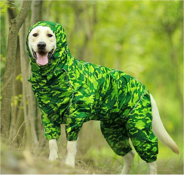 

pet dog raincoat reflective waterproof zipper clothes high neck hooded jumpsuit for small big dogs overalls rain cloak jllvcj