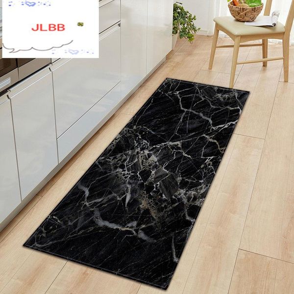 

carpets 1 pc anti-slip kitchen carpet black white marble printed entrance doormat floor mats for living room bathroom mat rugs