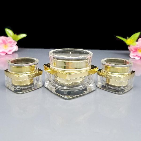 

storage bottles & jars 20pcs 5/15g empty clear acrylic eye face cream jar gold mini trial cosmetic facial essence packing sub bottling conta