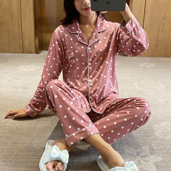 

fashion print cotton sleepwear women pajamas set spring autumn women's nightwear pijamas home suit new pyjama femme, Black;red