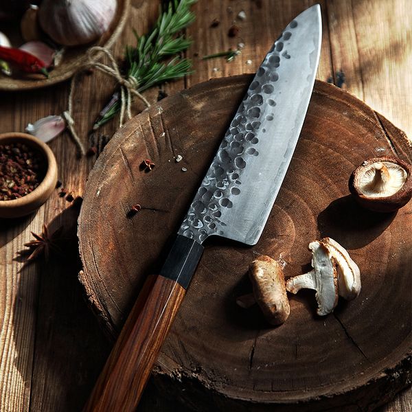 

mitsumoto sakari 8.5-inch gyuto knife high carbon stee cooking toos japanese handcrafted chefs knife wood hande wooden box