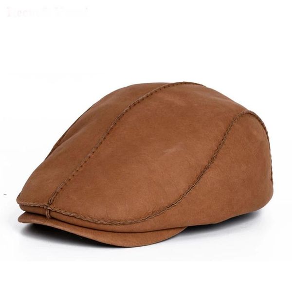 

berets winter men wool bonia caps male distressed retro hand stitch 100% fur one warm tab earflap beret hats old 2021, Blue;gray