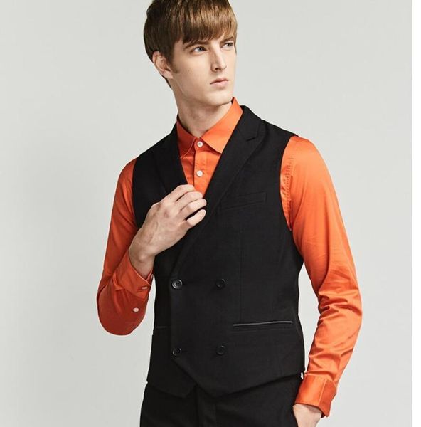 

men's vests black formal business dress suit slim fit vest tuxedo waistcoat custom made ab0024, Black;white
