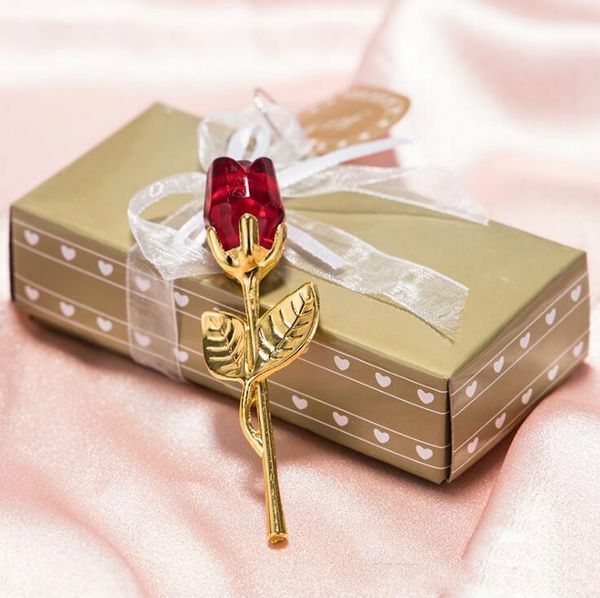 Bomboniere per matrimoni Regali romantici Rose di cristallo con box baby shower ornamenti souvenir per ospite