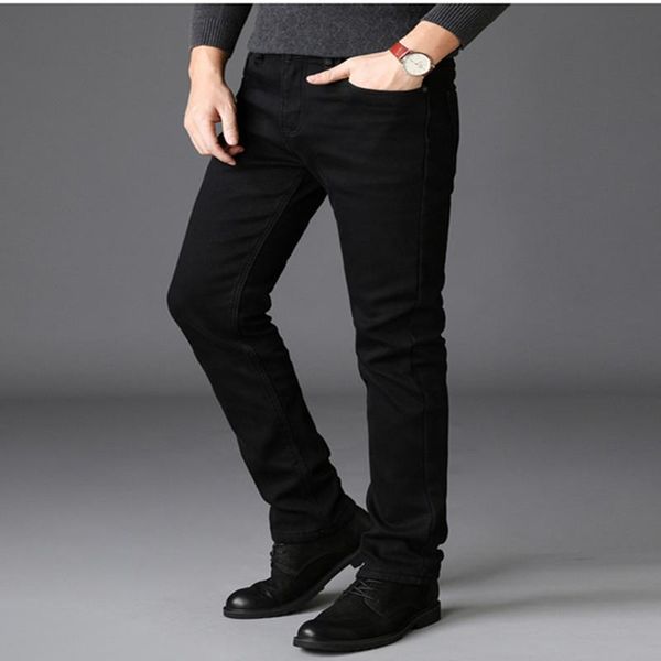 

men's jeans 2021 style business fashion denim slim fit jean trousers male brand pants classic advanced stretch black, Blue