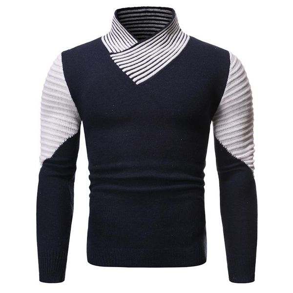 

men's sweaters mens winter striped jumper warm knitted sweater for male pullovers patchwork turtleneck men clothing pullover, White;black