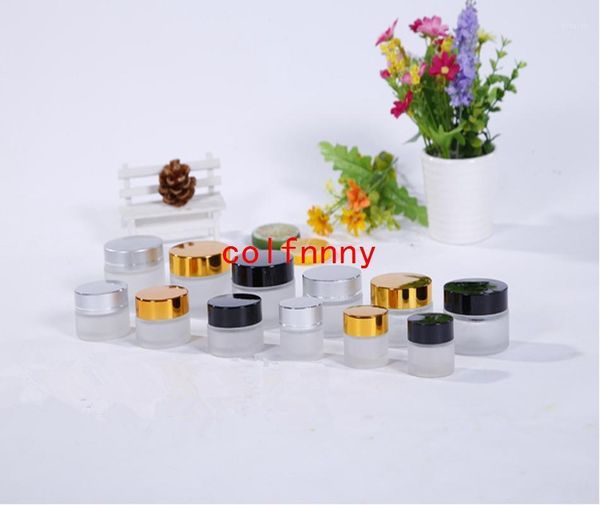 

storage bottles & jars 500pcs/lot50g frost glass cream jar with silver gold cap,5g 10g packing jars, 20g empty jar, 30g cosmetic
