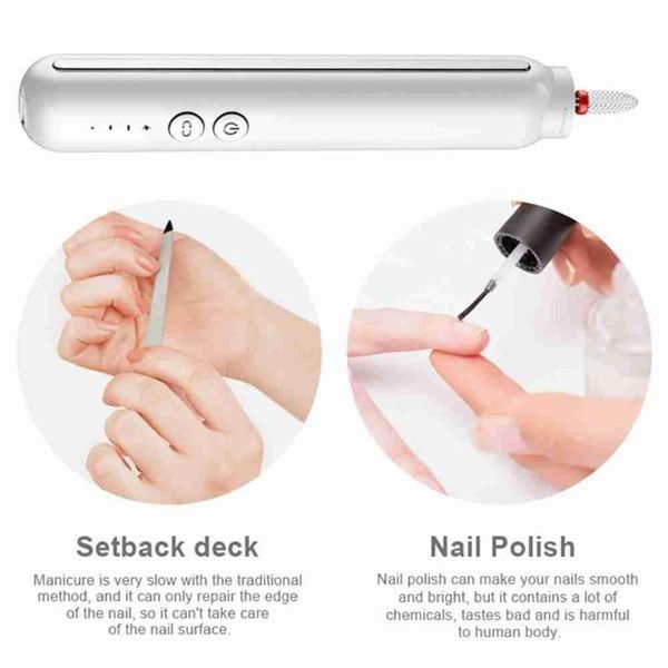 

nail drill & accessories portable electric polisher usb charging model low noise bit grinding manicure machine pedicure set head 6pcs u9l7