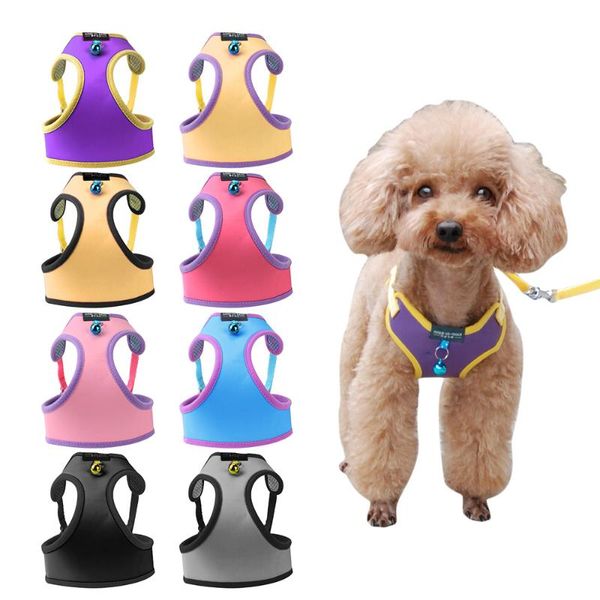 

cat collars & leads with bell walking leash pet products harness vest for kitten puppy small medium dog adjustable