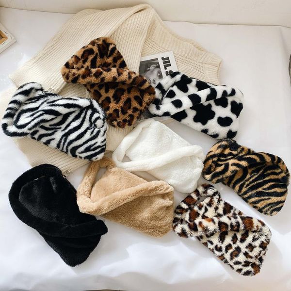 

evening bags winter fashion shoulder underarm bag female plush autumn handbag small soft warm fur tote purse for women 2021 trend