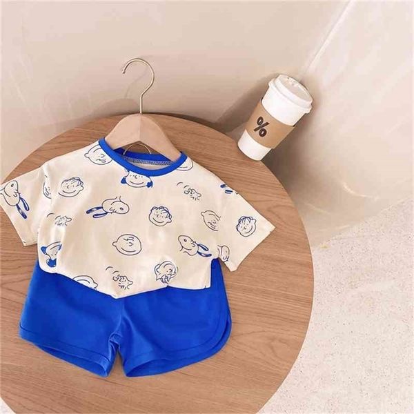

summer arrival girls fashion printed sets shorts clothes kids 210528, White