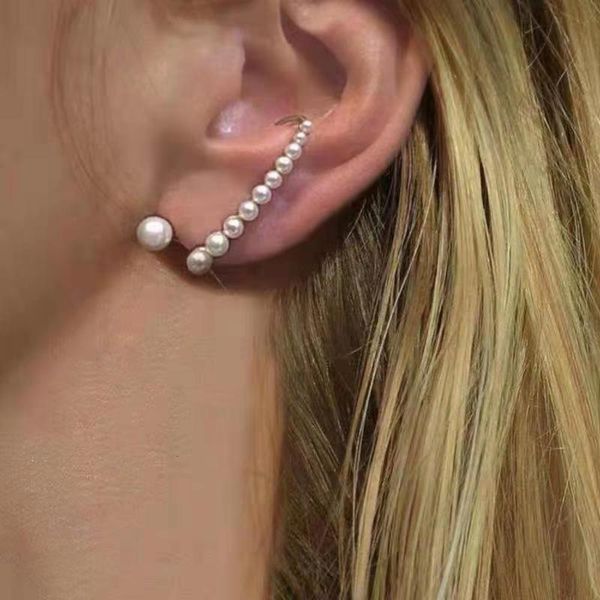 

hbp fashion korean design sense pearl earrings women's autumn and winter 2021 new cool style long silver needle buckle ear clip
