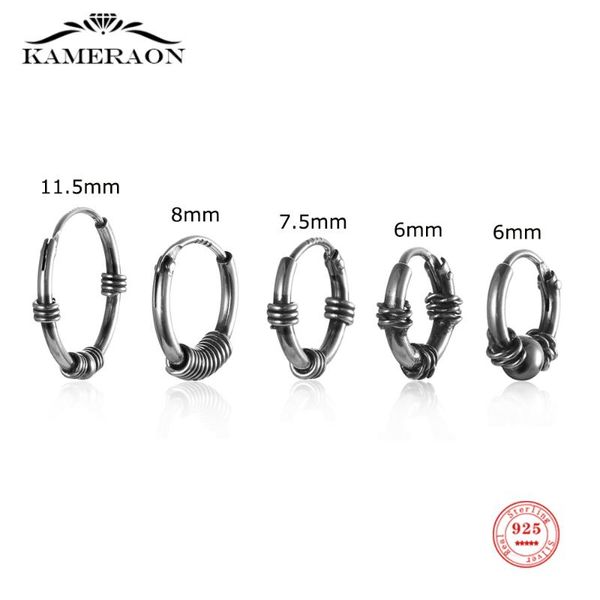 

hoop & huggie 2021 retro small earrings silver 925 100% black color fine jewelry for women men punk style accessories birthday gifts, Golden;silver