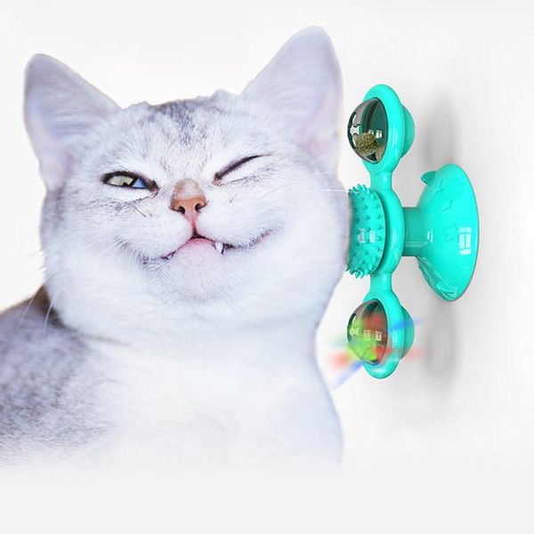 

cat toys pet toy interactive puzzle training turntable windmill ball whirlwind kitten playing game sucker base supplies