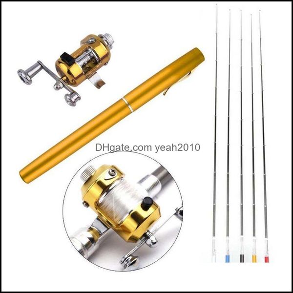 

fly rods sports outdoorsportable pocket telescopic mini pole pen shape folded fishing rod with reel wheel drop delivery 2021 mdn7948764