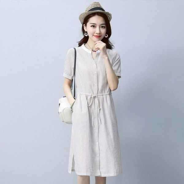 

women's summer short shirt drs sleeve new bottoming with thin strip and lace up big swing skirt, Black;gray