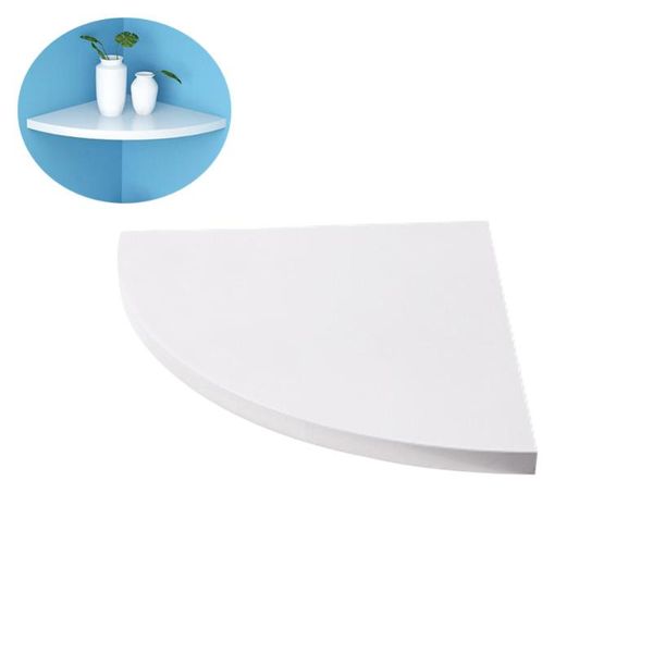 

creative triangle fan shape storage rack wooden corner shelf decorative wall-mounted bookshelf sundries organizer (white)