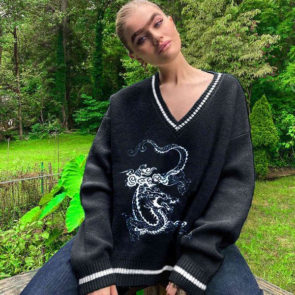

women's loose long sved sweater, v-neck sweater, clothing, single line dign, warmth prervation, autumn and winter products, 2020, White;black