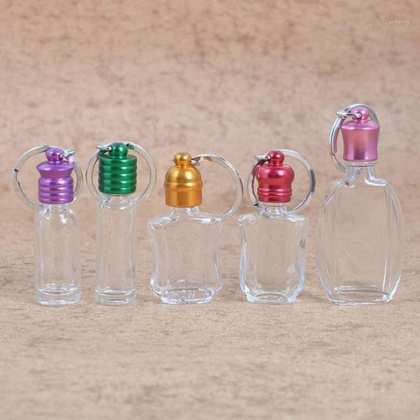 

storage bottles & jars transparent glass perfume bottle empty essential oils with key ring f20212459