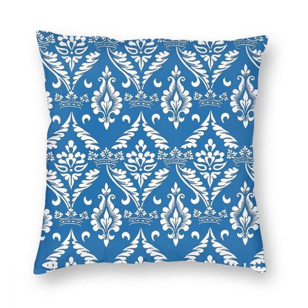 

cushion/decorative pillow delft blue and white crowns pattern throw cover polyester decorative vintage pillowcase