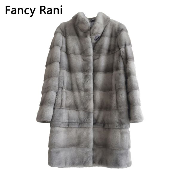 

real natural mink fur coat women winter long jacket detachable sleeve adjustable clothes length customized 210910, Black