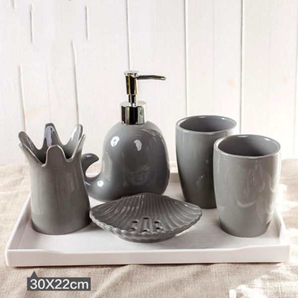 

bath accessory set nordic minimalist ceramic bathroom wash melamine tray- creative animal couple toothbrush and mouthwash cup five-piece