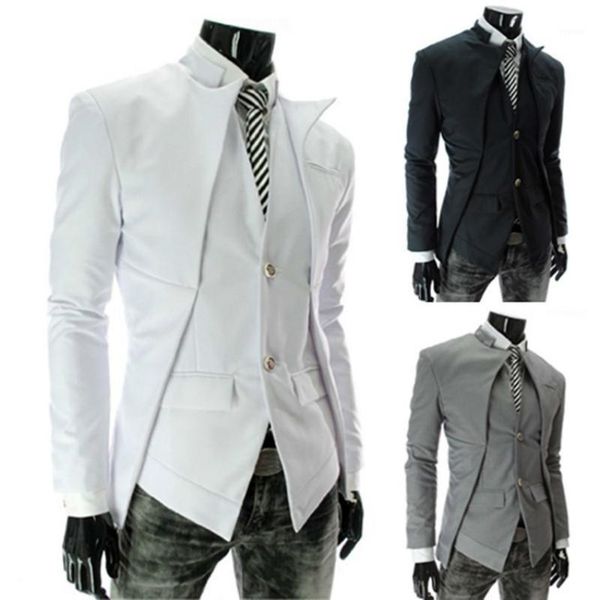 

men's suits & blazers brand british style slim men mens stylish design blazer casual business fashion jacket black grey white, White;black
