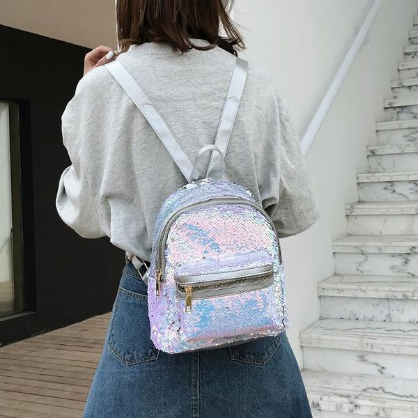 

outdoor bags teenage bling glitter sequins backpack girls rucksack students school bag female shiny mini backpacks