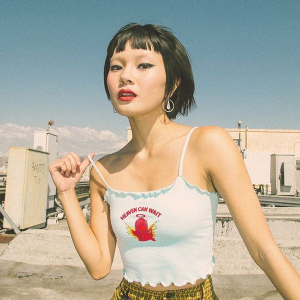

bodycon white crop tanks streetwear women camis print spaghetti straps sleeveless female casual camis