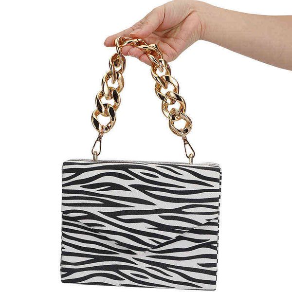 

2021 zebra gold chain dinner bag hand cosmetics mobile phone storage bag disassembly