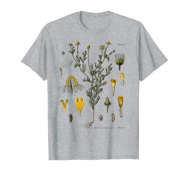 

chamomile flower botanical plant flower vintage chamomile t-shirt, White;black