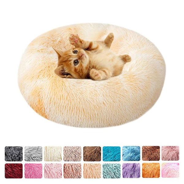 

cat beds & furniture 60cm pet warm dog bed soft long plush kennel round fluffy mat sofa house comfortable sleeping cushion for cats dogs