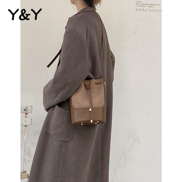 

shoulder bags y&y women large crossbody panelled bucket faux suede casual female handbags patchwork fashion pu