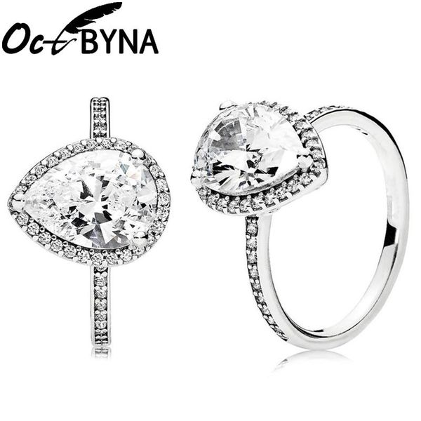 

wedding rings octbyna fashion silver color finger angel teardrop cubic zirconia engagement ring for women jewelry, Slivery;golden