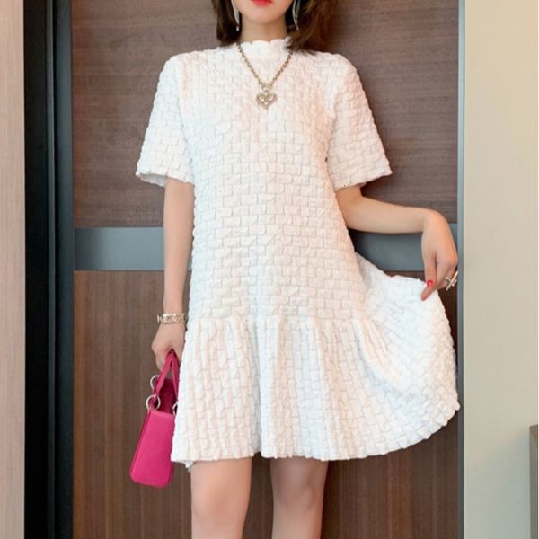 

new arrival fashion women elegant summer temperament ol work style simple solid basic loose mini cute a-line dress zp1j, White;black
