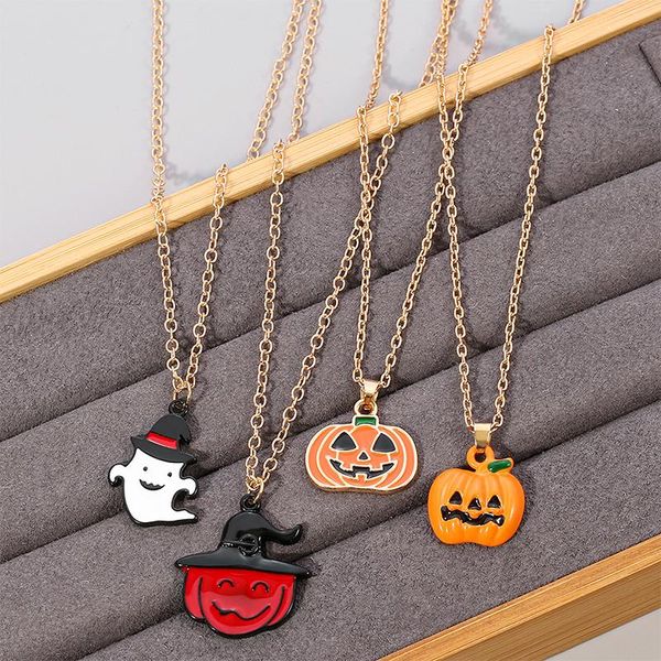

pendant necklaces classic halloween pumpkin head ghost alloy metal necklace cartoon holiday men women fashion jewelry gift accessories, Silver