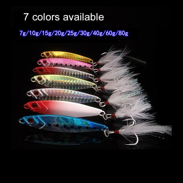 Metal Cast 10pcs/conjunto Jig Spoon VIB Iscas de pesca em terra Jigging Jigging Lead 7G 10G 15G 20G 40G 60G 80G Tackle Lure Set