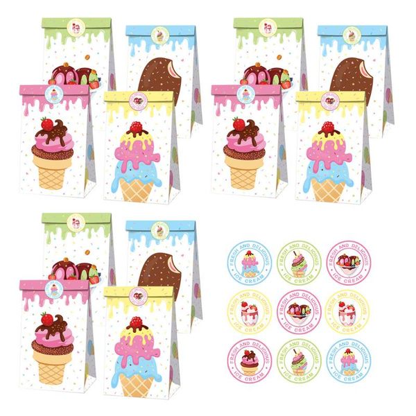 

gift wrap 1 set 12pcs brown paper packing bags ice cream oil-proof (colorful)