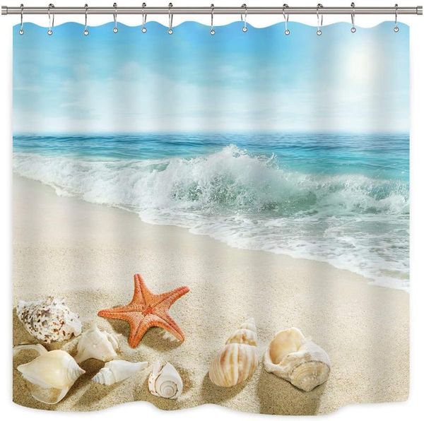 

shower curtains beach curtain starfish fabric polyester waterproof with hooks