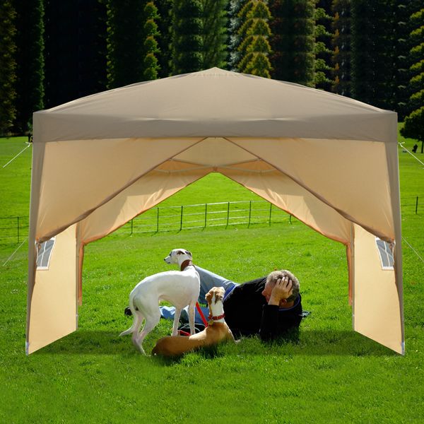 

sunshade double door double window practical waterproof right angle folding tent khaki beach tent outdoor in tents and shelters 3 x 3m
