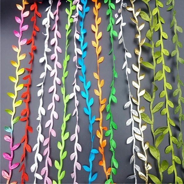 

decorative flowers & wreaths 5m artificial vine leaves, silk cloth leaf garland, home decoration,pendants,colored green vines, branches,