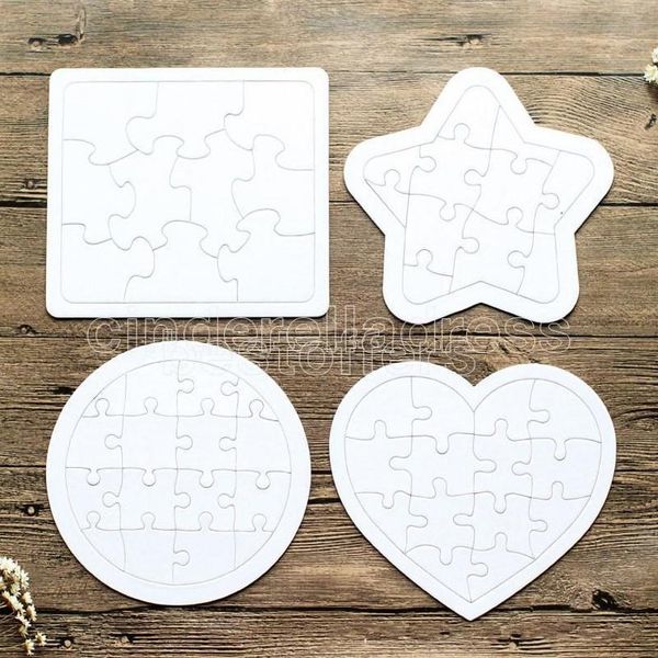 

paper colouring picture puzzles sublimation blank diy white kids game gift jigsaws children painting round square toy 4 types