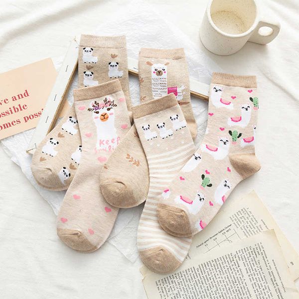 

korean nice sheep warmer creative cactus harajuku kawaii women cartoon socks breathing, Black;white