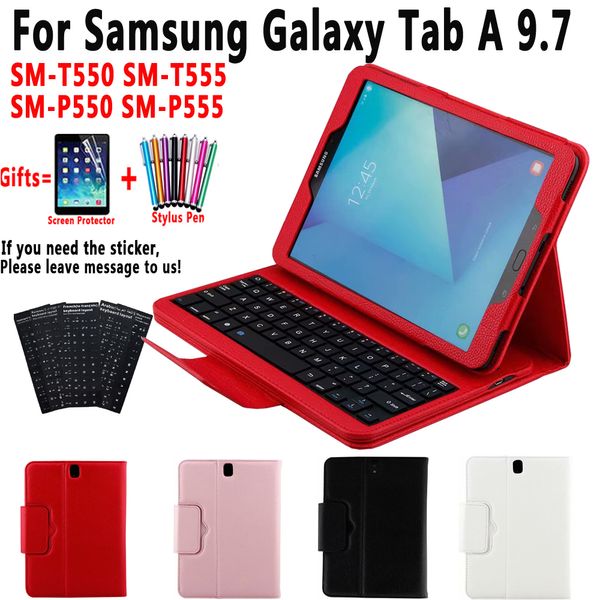 Клавиатура для Samsung Galaxy Tab A 9,7 T550 T555 P550 P555 ​​SM-T550 SM-T555 SM-P550 Cover Funda Кожаная оболочка + клавиатура + пленка