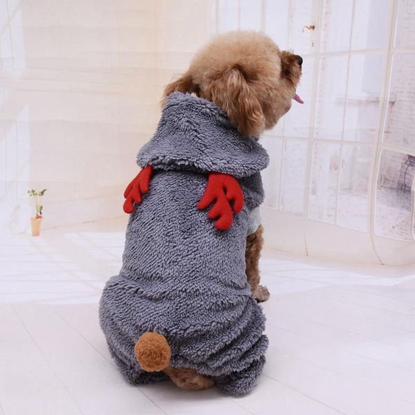 

dog apparel fallow deer hooded soft fleece clothes pet velvet christmas puppy coat four legs xmas