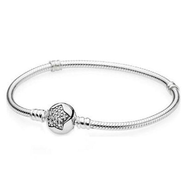 

authentic 925 sterling silver sparkling star with crystal pandora bracelet fit lady bead charm pendant diy fashion jewelry, Black
