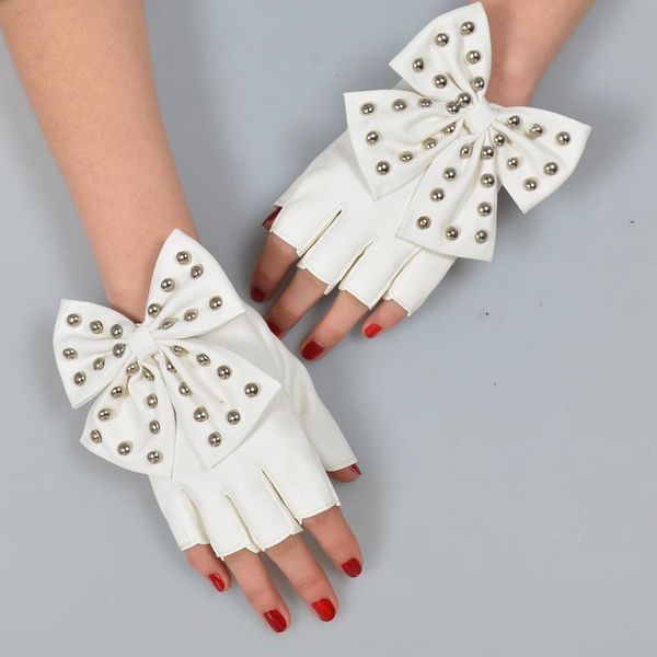 

bridal gloves white red pink black gothic punk lady girl disco dance costume party fingerless leather short