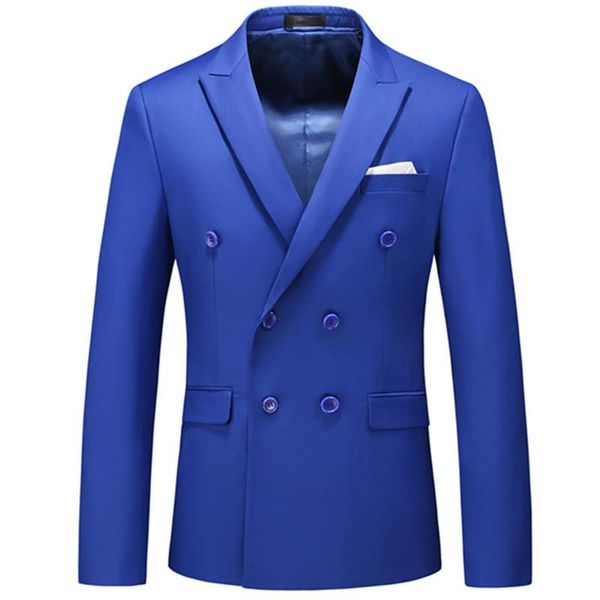 

men's suits & blazers nice casual boutique business solid color double breasted suit jacket coat, White;black
