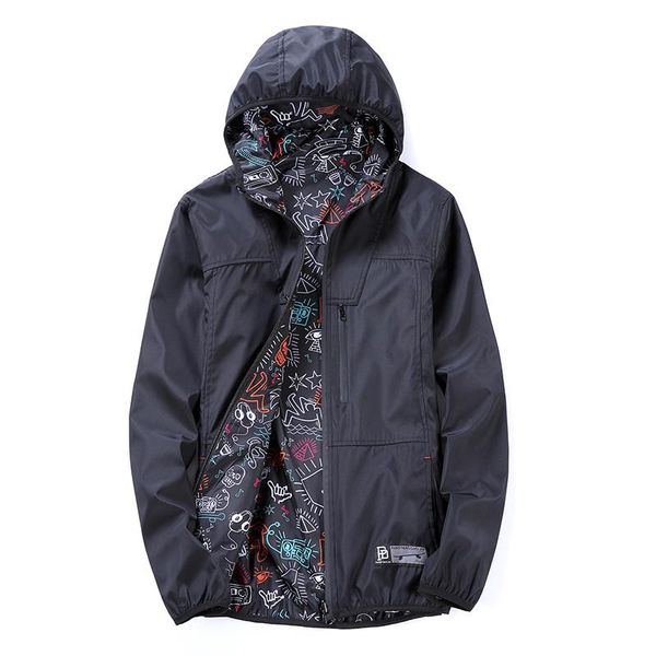 

men's jackets 2021 spring style fashion leisure flower color printed double jacket men hooded coat,4 colors big size m-5xl, Black;brown