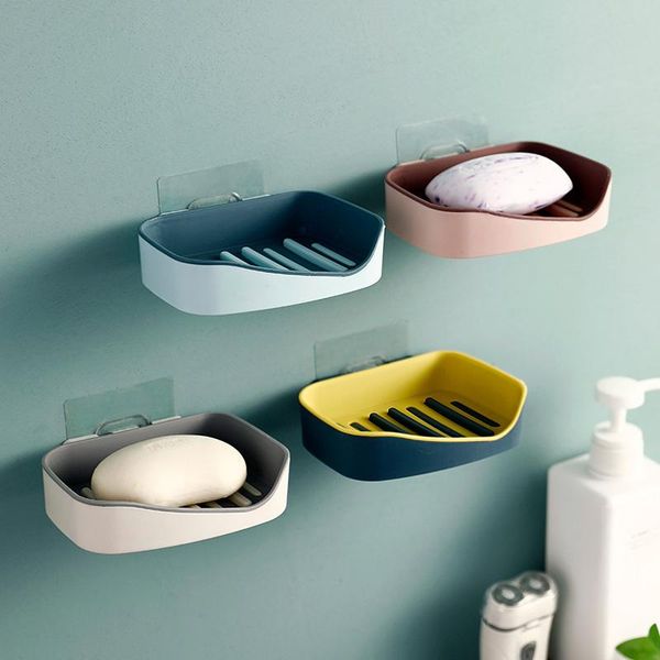 

soap dishes rack no drilling wall mounted double layer holder sponge dish bathroom accessories self adhesive